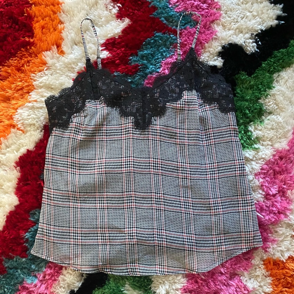 Plaid & lace Abercrombie tank